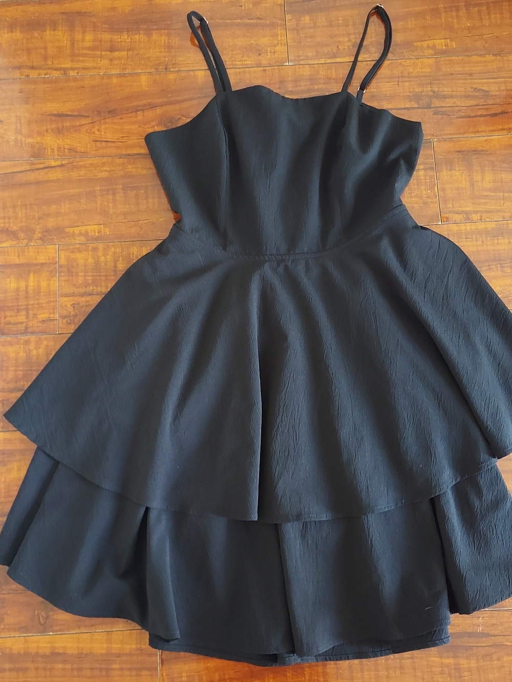 Amazon Black Tiered Spaghetti-Strap Party Dress